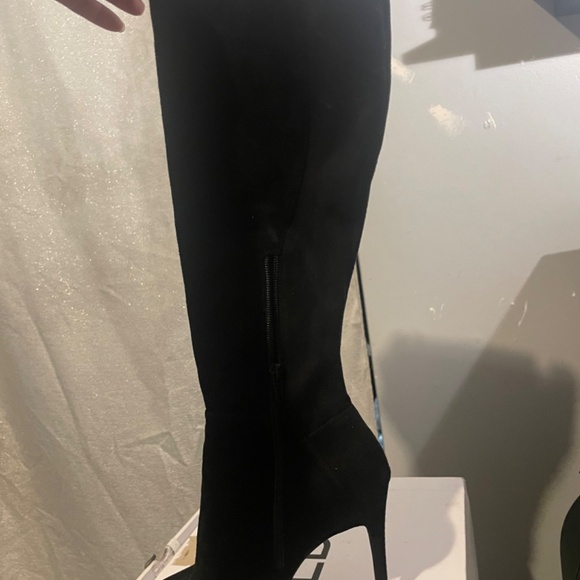 ALDO Black Suede Stiletto Boots - Picture 6 of 10